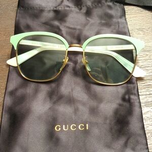 Gucci teal/green enamel sunglasses with mother of pearl